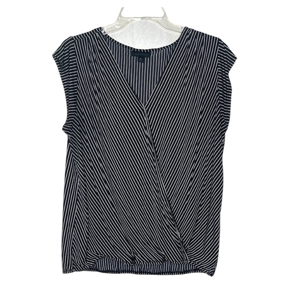 ❤️ WORTHINGTON Black and White Striped Blouse Size XL